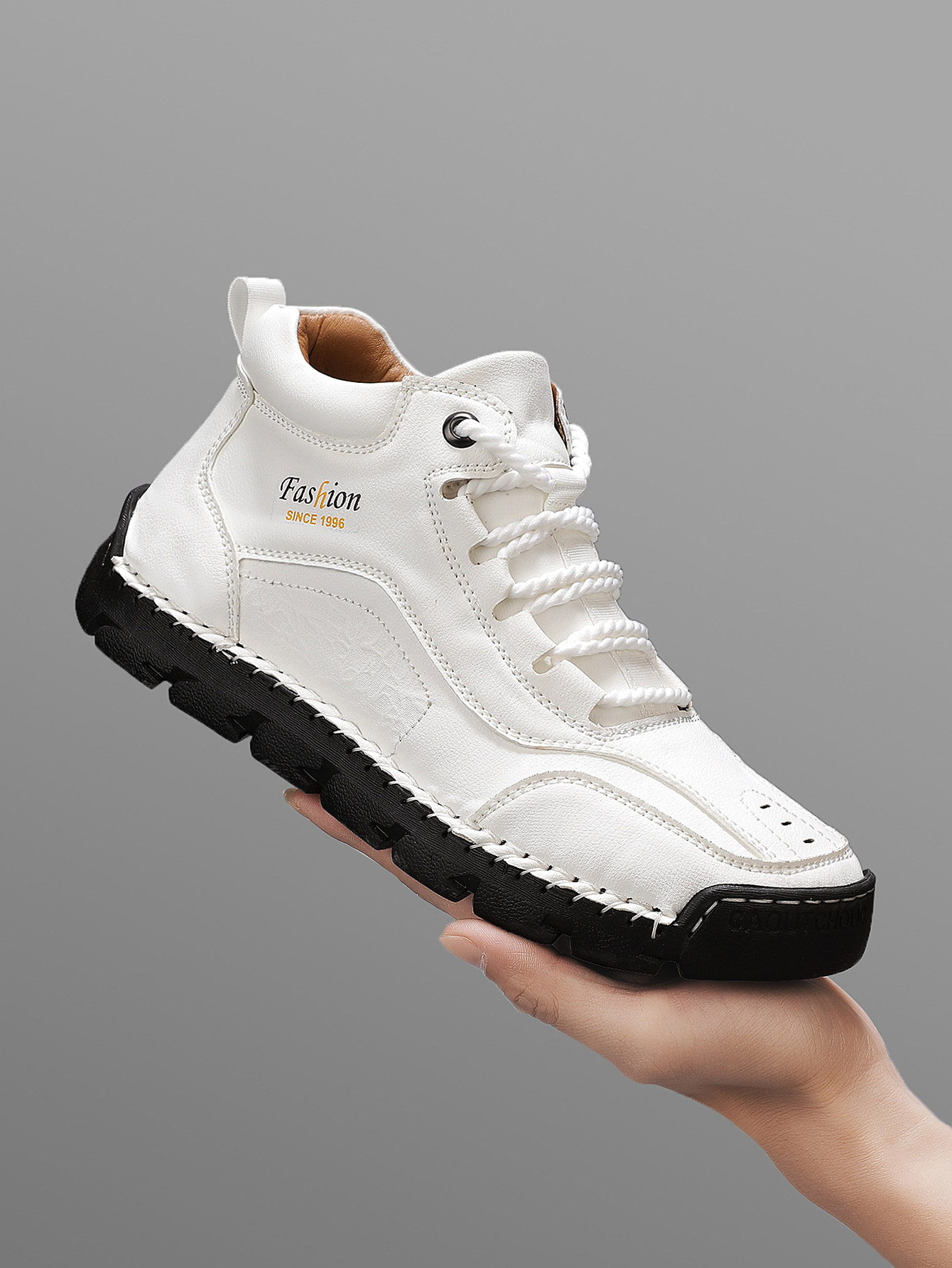 Guipure Lace Panel - Men's Handmade Mid-Top Casual Shoes, Simple