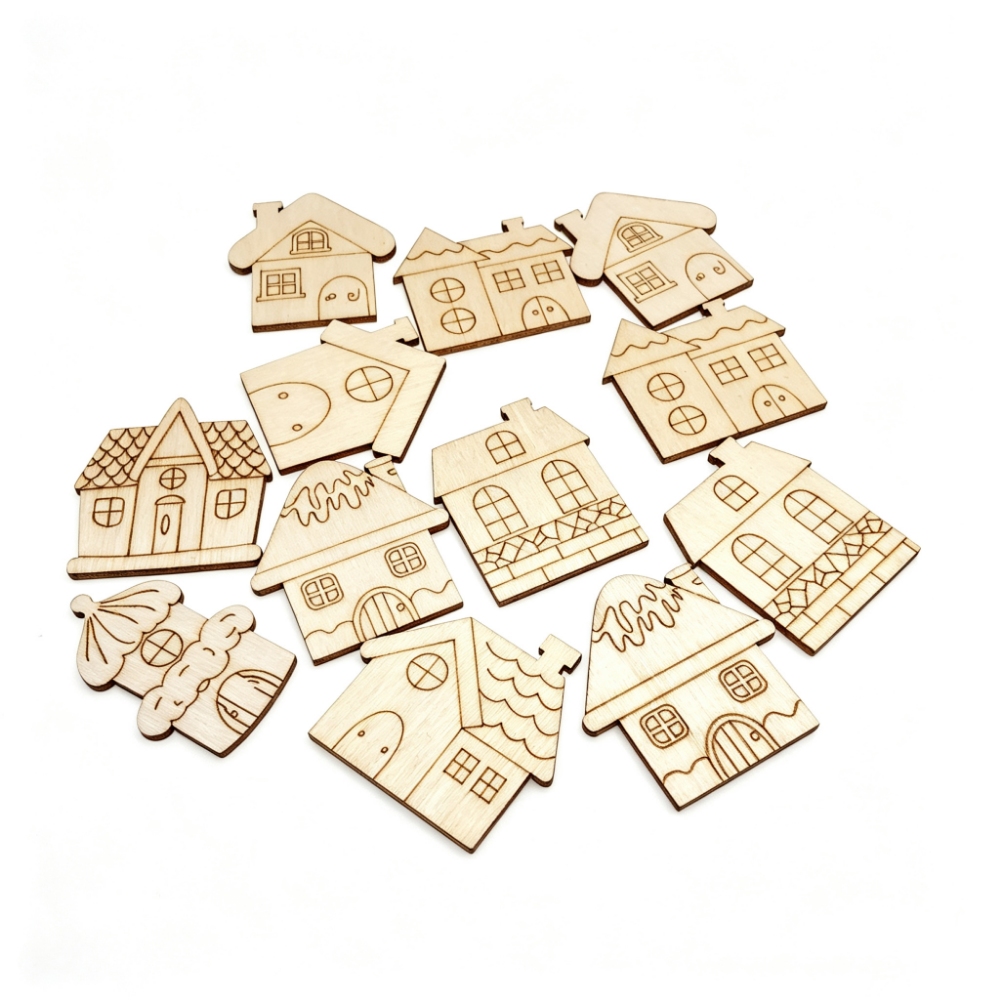 40mm 80mm Christmas Wood Ornam - Christmas Craft Embellishment ulasan dan harga