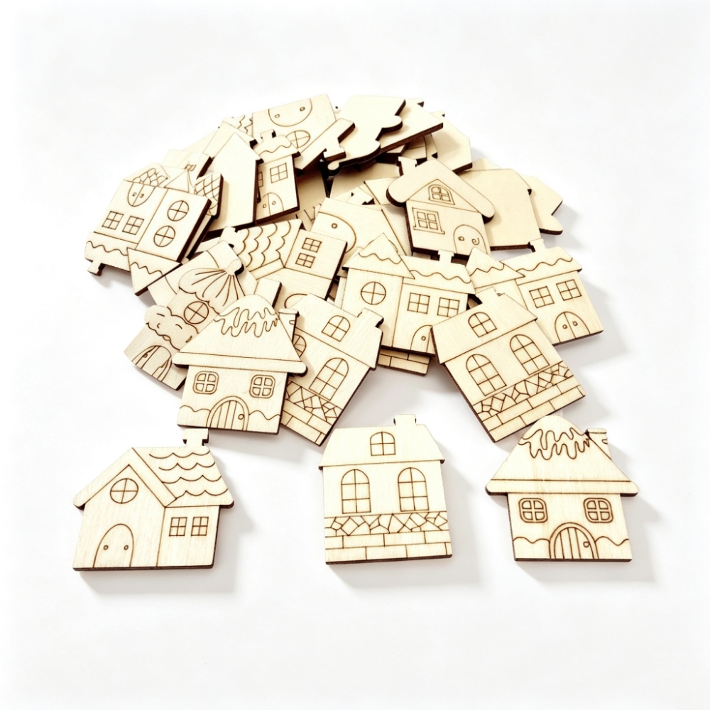 40mm 80mm Christmas Wood Ornam - Christmas Craft Embellishment ulasan dan harga