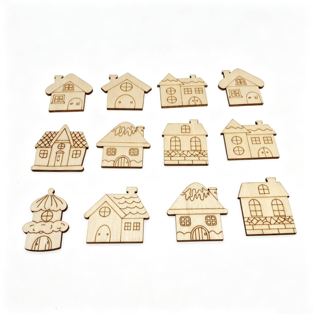40mm 80mm Christmas Wood Ornam - Christmas Craft Embellishment ulasan dan harga
