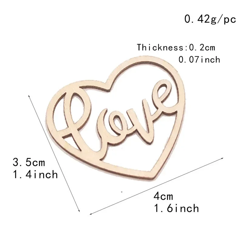 50pcs Heart Wooden Ornament He - Craft Embellishments ulasan dan harga