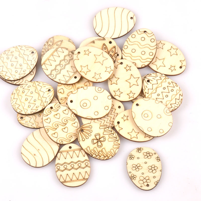 25Pcs Mixed Easter Egg Wood Cr - Embellishments For Scrapbooking ulasan dan harga