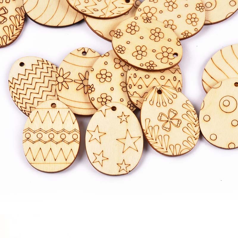 25Pcs Mixed Easter Egg Wood Cr - Embellishments For Scrapbooking ulasan dan harga