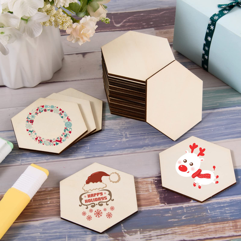 5cm Wooden Hexagon Blank Slice - Christmas Craft Embellishment ulasan dan harga