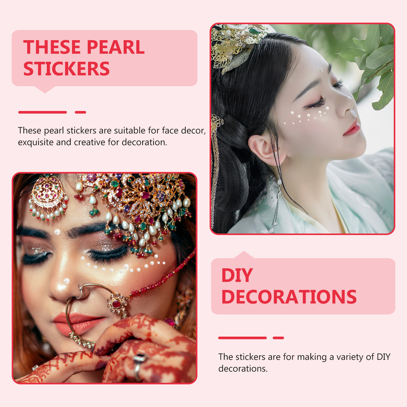 5Pcs Pearl Face Stickers Adhes - Craft Embellishments ulasan dan harga