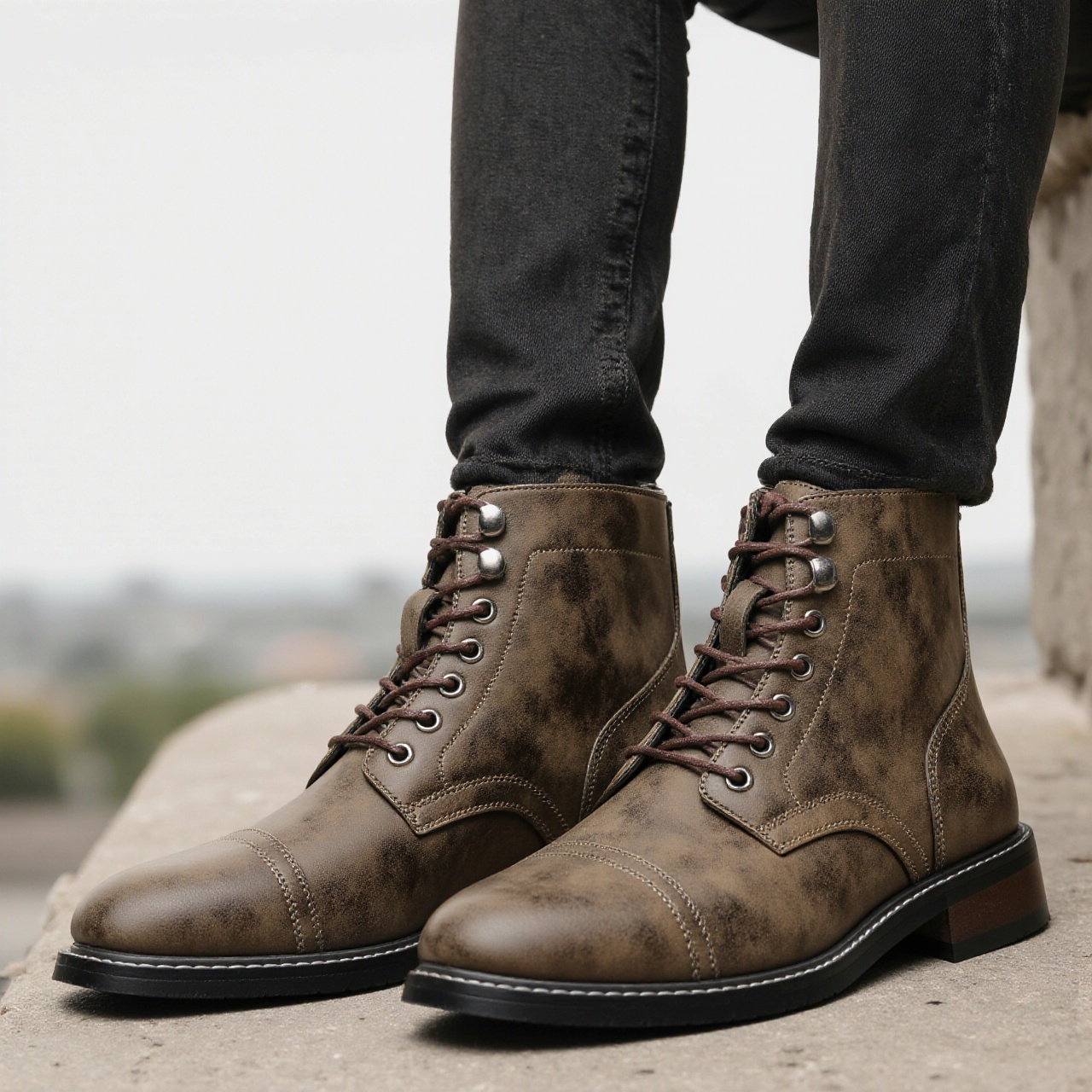 Leather Boots 2026 Retro Brand - Guipure Lace Panel ulasan dan harga